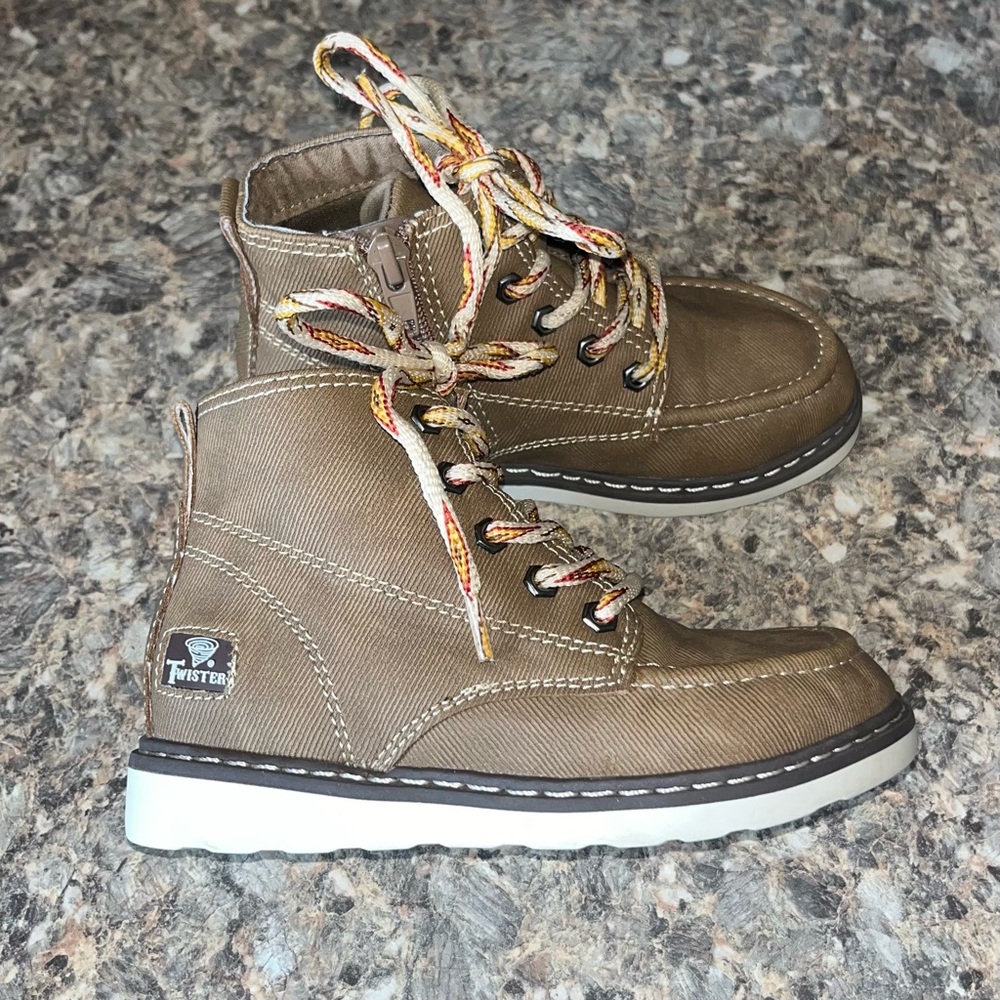 Twister Boys Clyde Toddler Side Zip Brown Ankle Boots Sz 7
